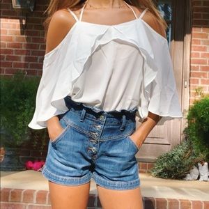 Off the shoulder white top